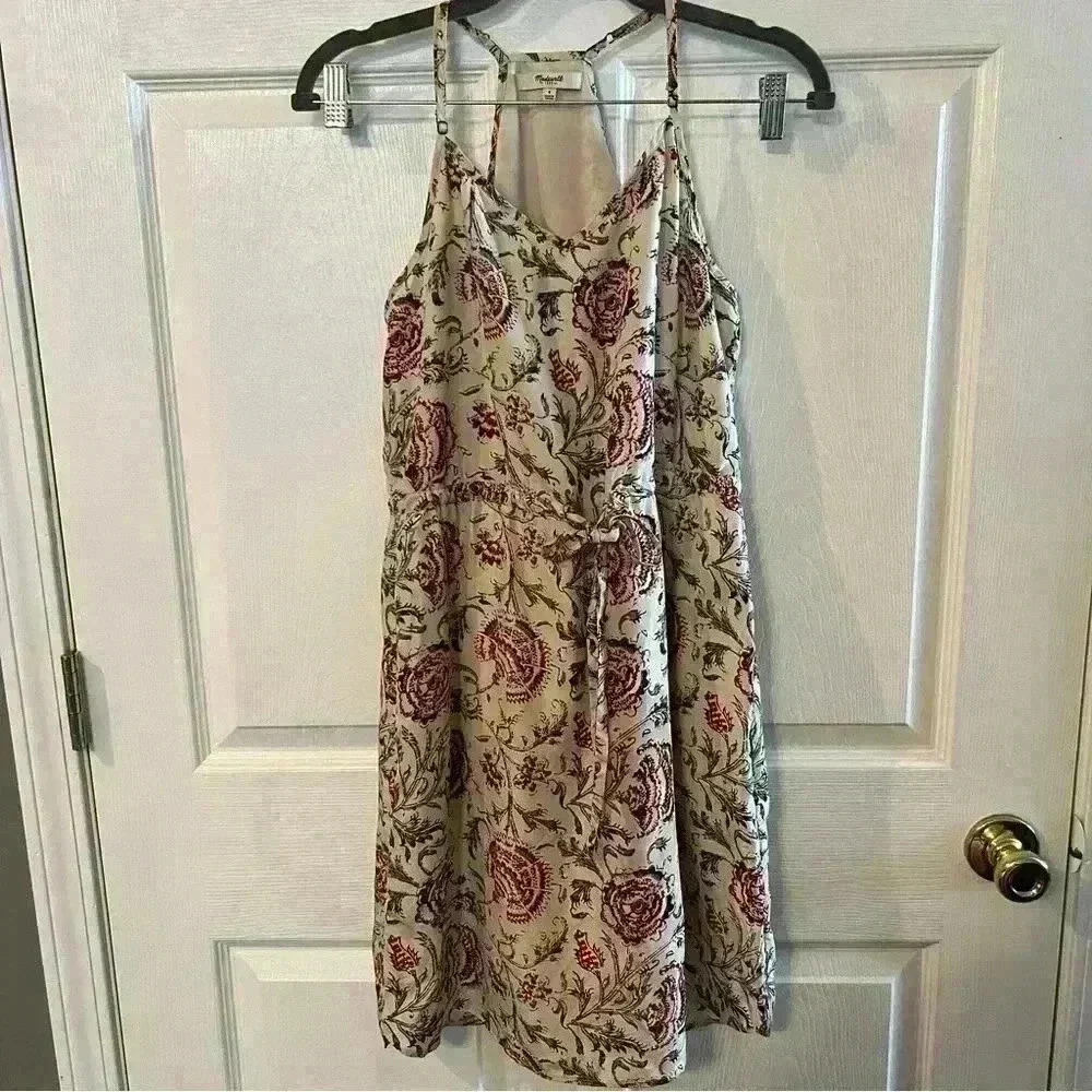 Madewell Silk Rose Floral Dress, Spaghetti Strap Top, Size 4, GUC
